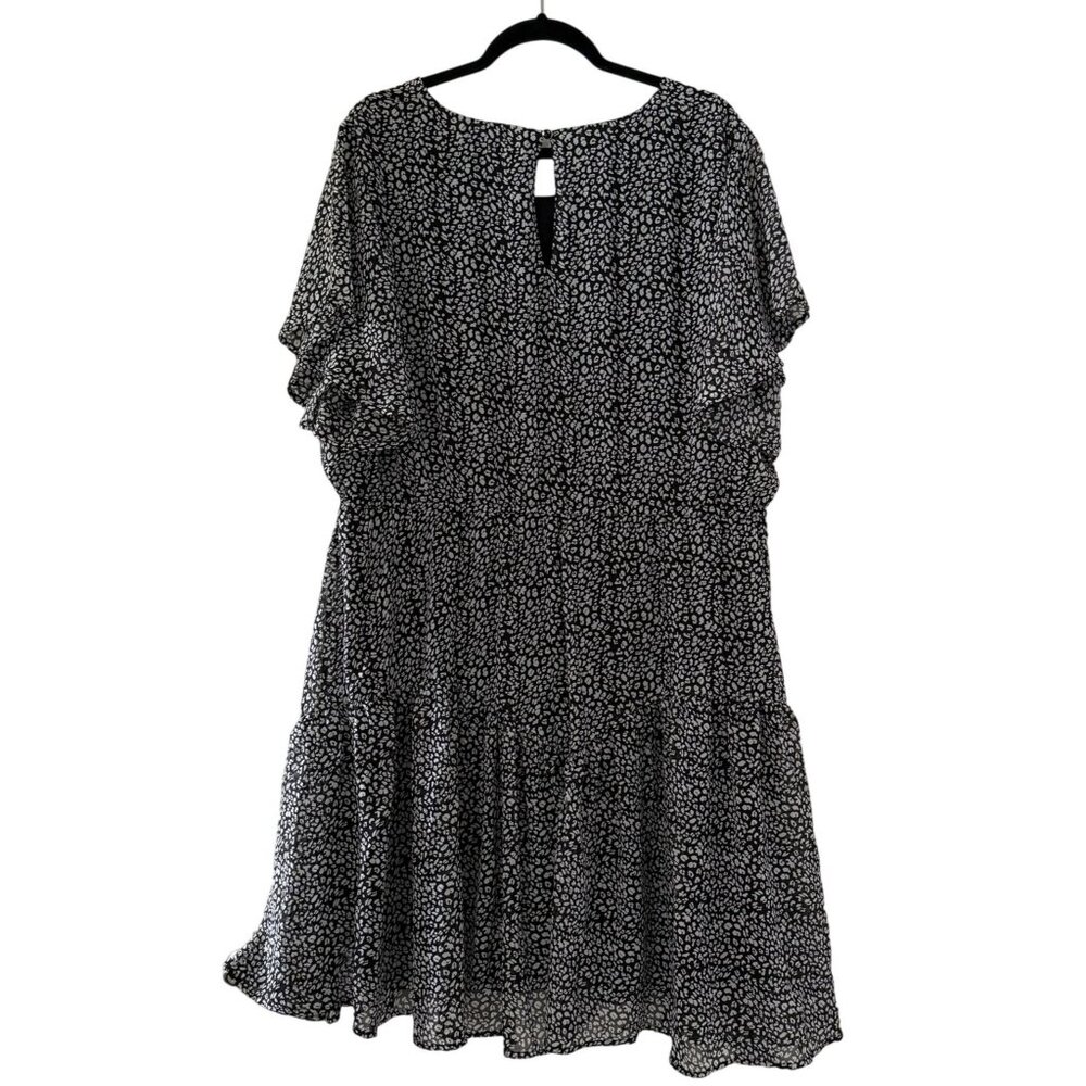 Nemidor Womens Black White Flutter Sleeve Ruffle Hem Flowy Dress Size US 24 - Picture 4 of 7